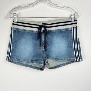 Vintage Rare Forever 21 Denim Shorts 9 Blue Stretch Striped Y2K 90s Retro Resort